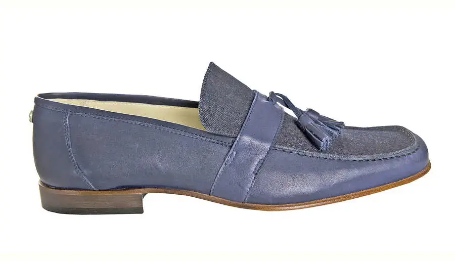 Suede Loafer, Navy - Image 1